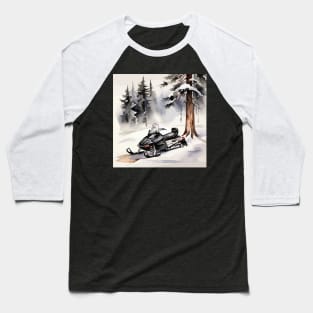 Black Snowmobile Baseball T-Shirt